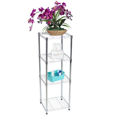 Customized 4 Tiers Square Chrome Wire Shelving Metal Shelving Racks Storage Wire Shelf