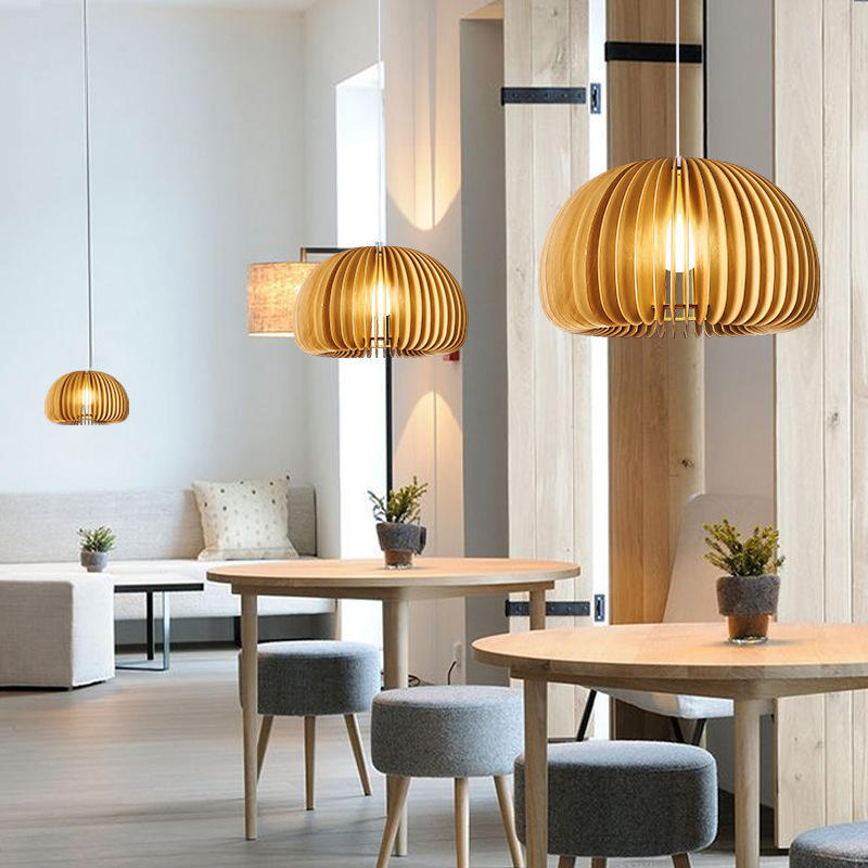 Rustic restaurant hanging lamp creative lighting chandelier Basswood home dining room kitchen island decoration pendant lights