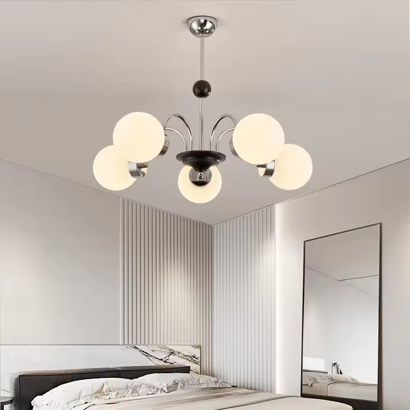 New arrival Competitive Modern Pendant Lights Chrome and Copper Color 3-head Living Room Glass Chandelier Lighting Fixture