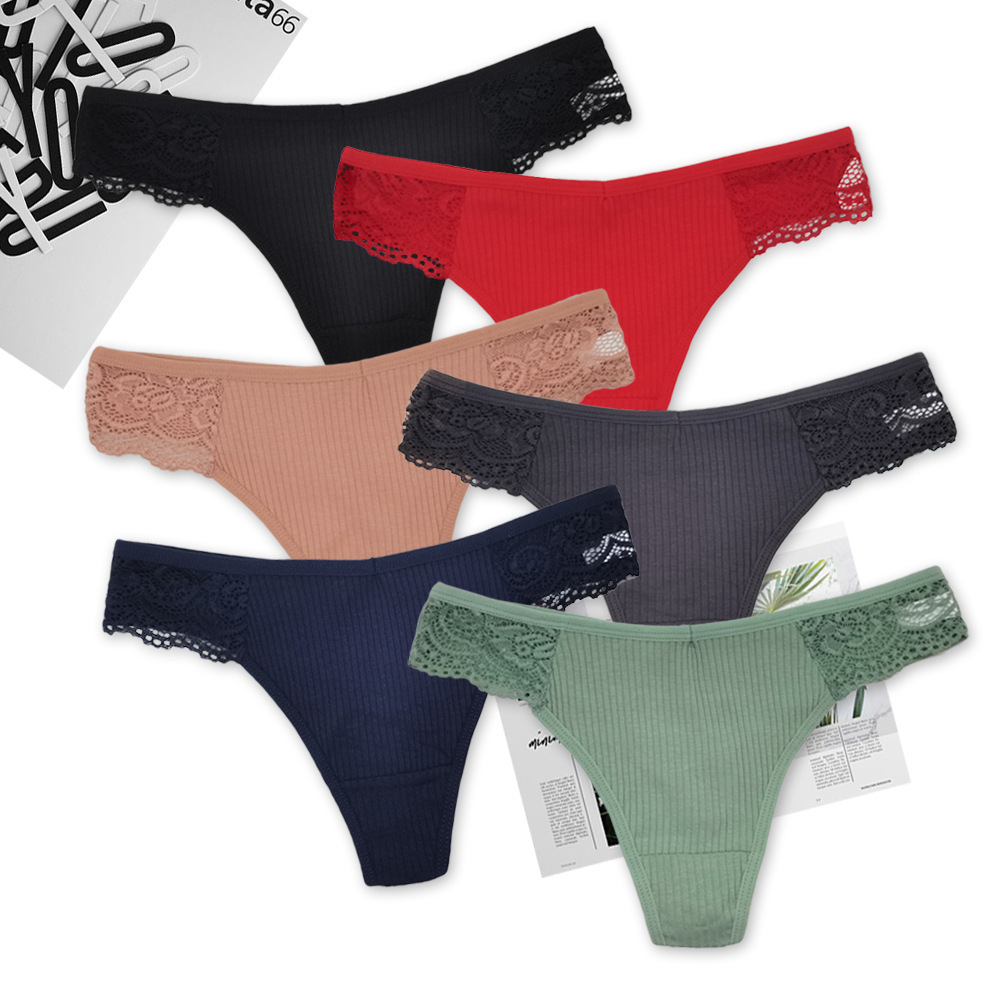 Hot Simple Solid Color Girls Panties Comfortable Cotton Ladies Thongs And G String For Women Underwear