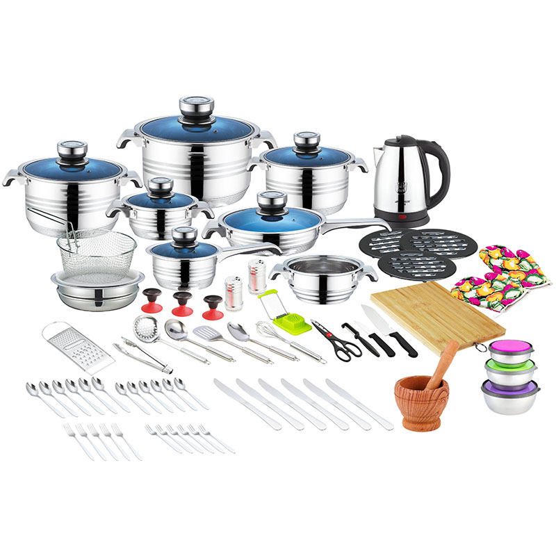 Newest design 50 pcs nonstick stainless steel cookware sets cooking pot