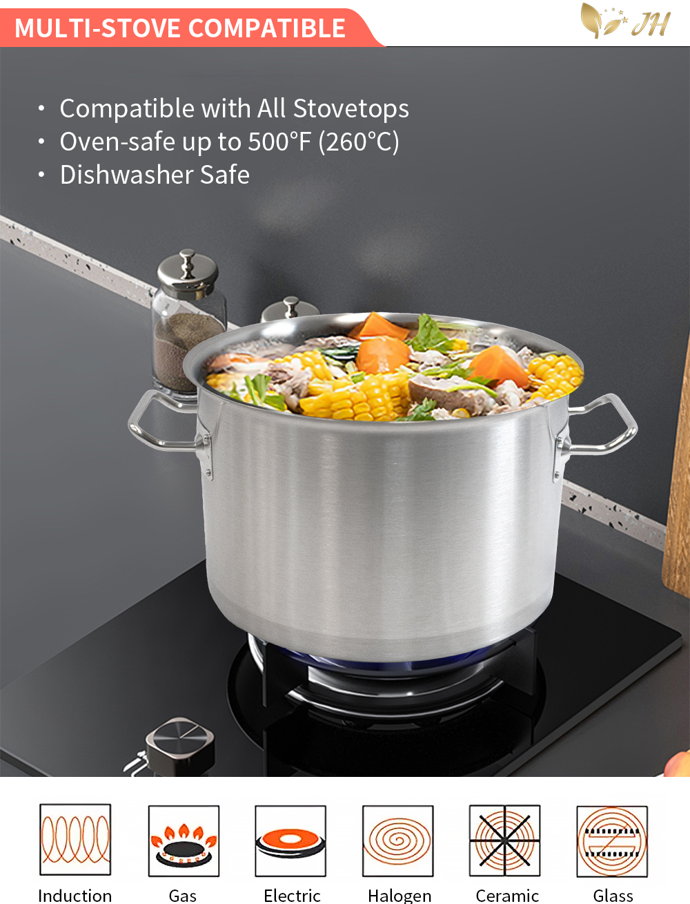 High Quality Commercial Big Capacity Stainless Steel Soup Water Pot Stainless Steel Big Pot With Lid