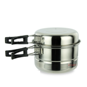 201 Stainless Steel Outdoor Camping Cooker Mess Kit Pots And Pans Non-stick Cookware Set