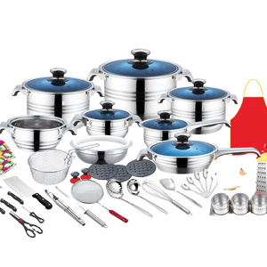 Newest design 50 pcs nonstick stainless steel cookware sets cooking pot