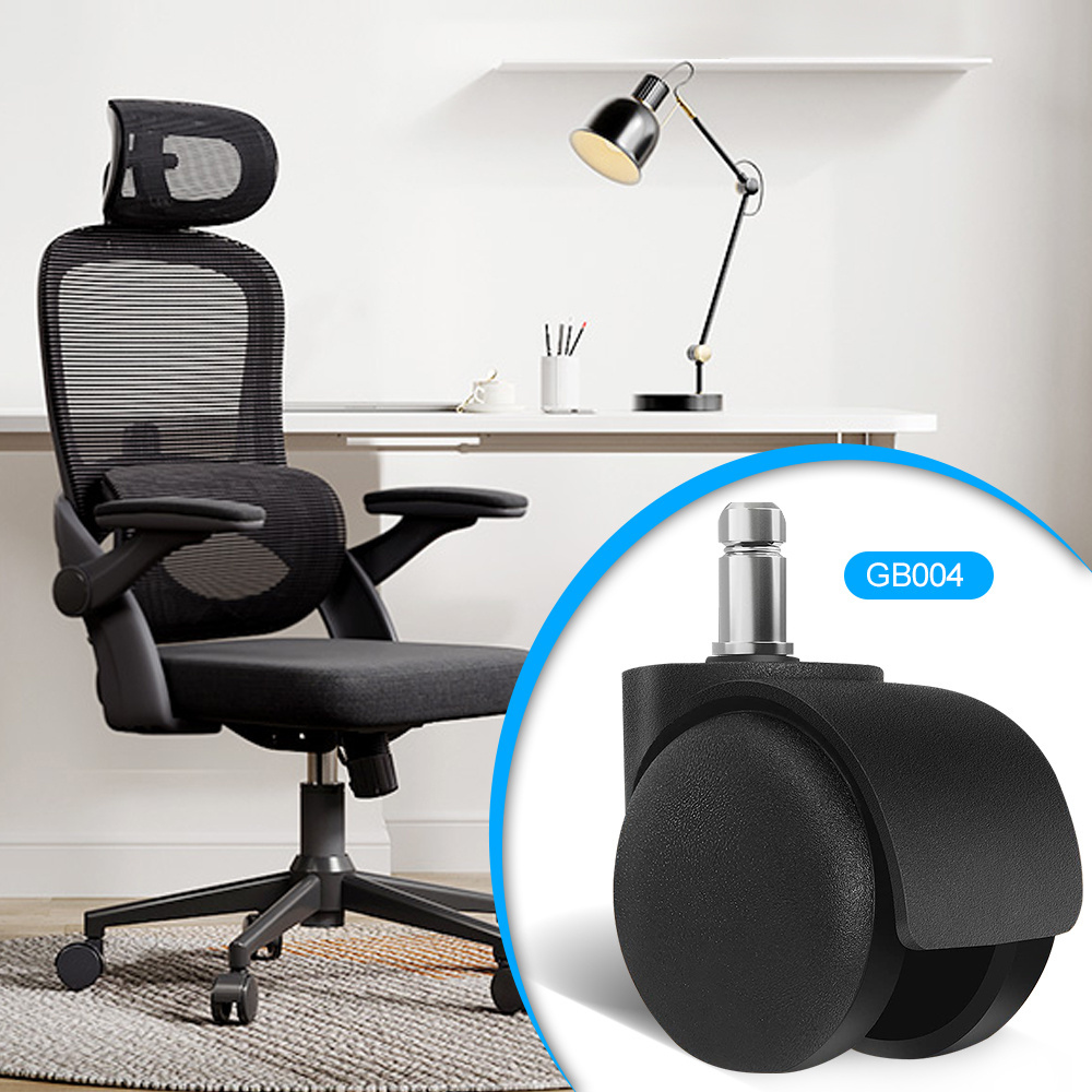 KEDE Hot Selling Black High-End  Furniture Chair Components Nylon Swivel Office Chair Wheels Caster Wheel For Ergonomic Chairs