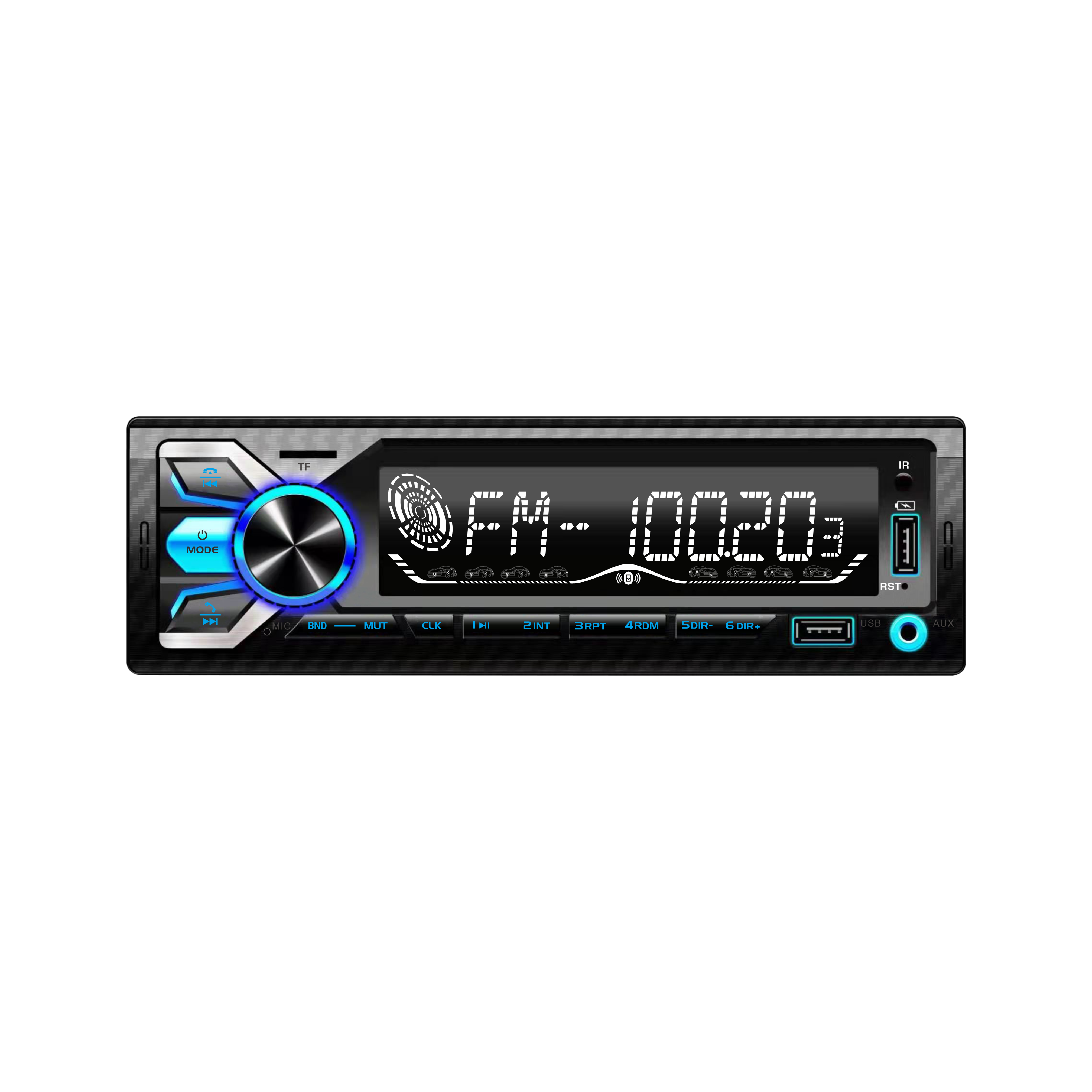 Car MP3 player with BT EQ Music support TF alarm clock 7 colors USB 12V LCD 1din Car audio