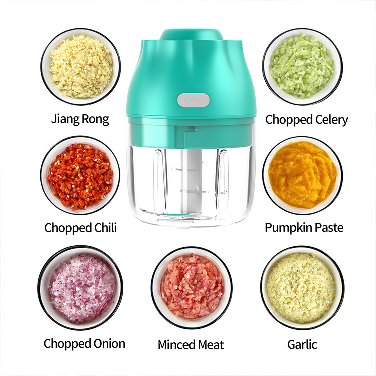 Professional Household 250ml Garlic Chopper Chili Chopper Cordless Usb Charging Chopper