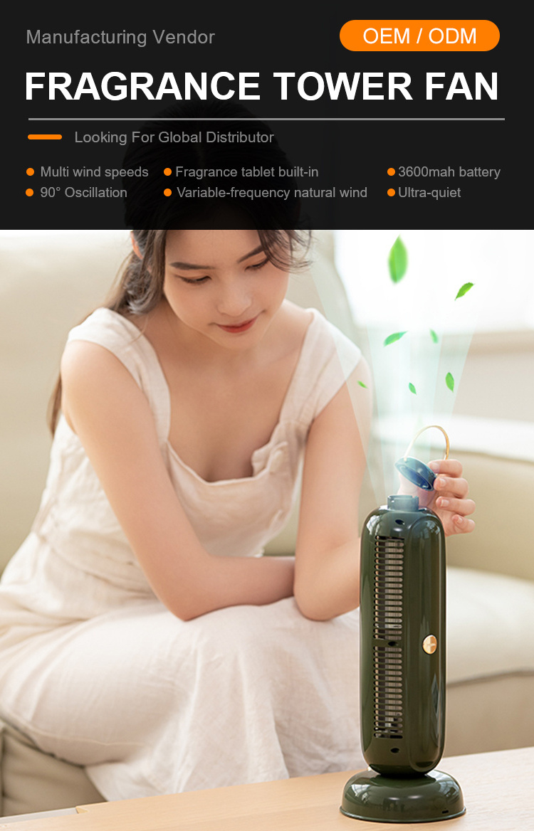 New Aromatherapy-shaking tower fan Office desktop small fan large wind quiet cooling fan