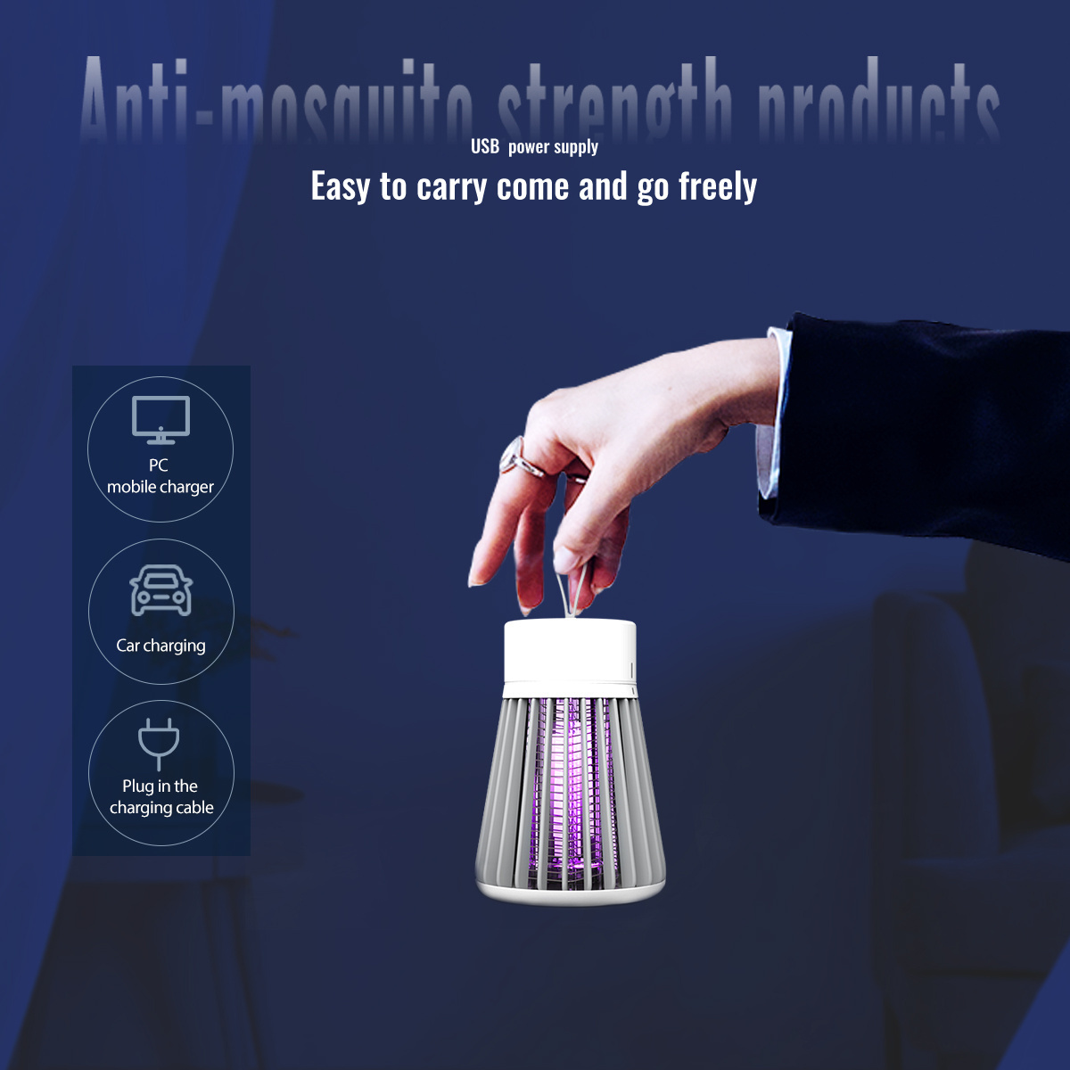 Portable rechargeable electric shock mosquito light outdoor camping lamp to kill mosquitoes