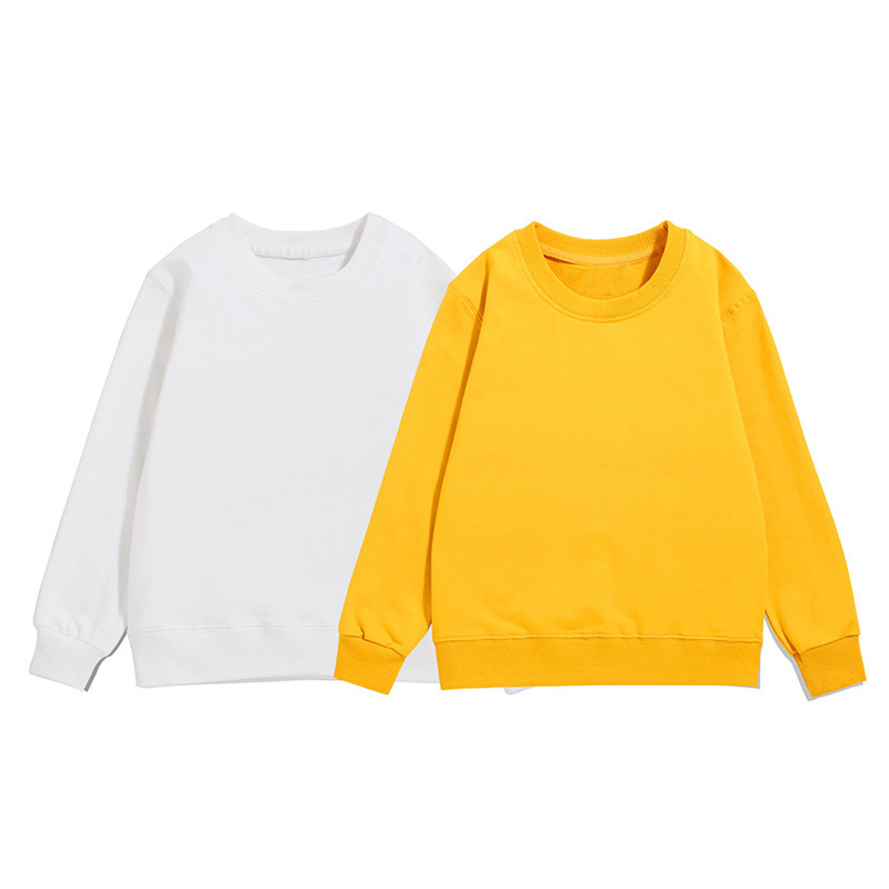 High Quality Toddler Long Sleeve White Sweat Shirt Kids Baby Pullover Sports Sweatshirts without Hood