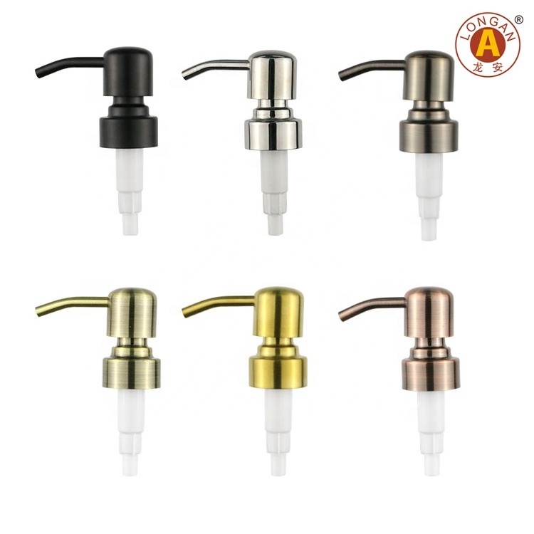 Longan Stainless Steel Soap Pump Liquid Dispenser Cosmetic Metal Shampoo Soap Bottle Pump Dispenser Manufacturer