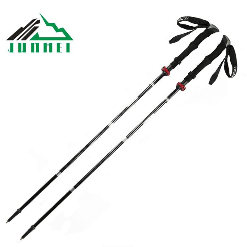 Wholesale Customized Folding Trekking Pole Nordic Hiking Walking Stick Running Poles EVA Aluminum Logo Tungsten Steel 4 Sections