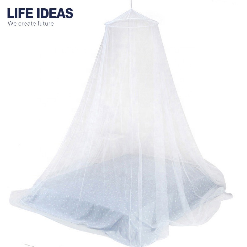 King Size 100% Polyester Hanging Dome Round Canopy Treated Folding Mosquito Net For Double Bed