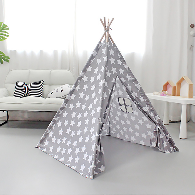 Baby Tents Portable Foldable Game Teepee Wave Indian Children's Tent Outdoor Kids Play House Canvas Cotton Triangle Tipi