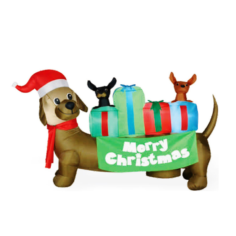 Xmas Blow Up Adorable German Long Thin Dog Christmas Inflatable Light Up Dachshund Dog