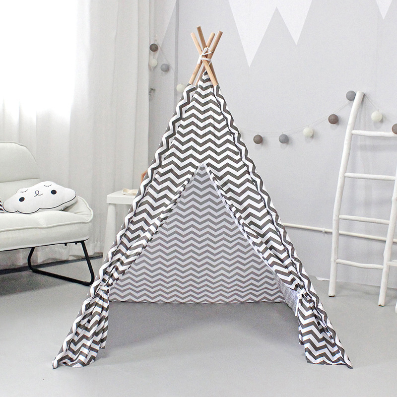 Baby Tents Portable Foldable Game Teepee Wave Indian Children's Tent Outdoor Kids Play House Canvas Cotton Triangle Tipi