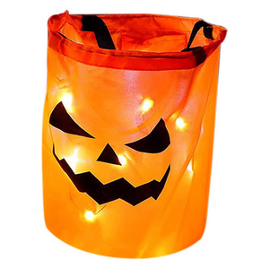 Halloween Trick or Treat Bags Pumpkin Halloween Candy Bags Light up Candy Bags for Kids