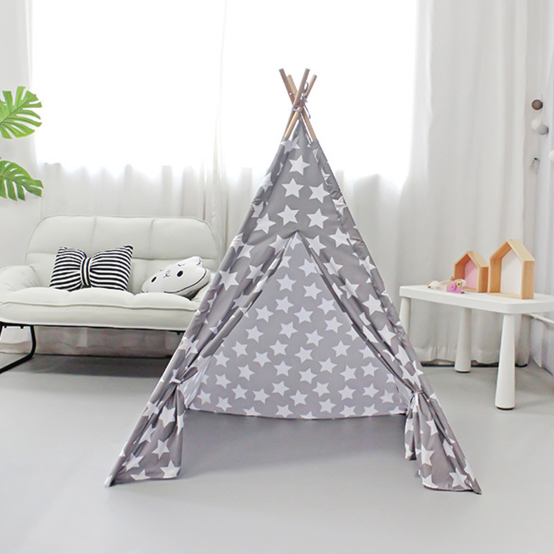 Baby Tents Portable Foldable Game Teepee Wave Indian Children's Tent Outdoor Kids Play House Canvas Cotton Triangle Tipi