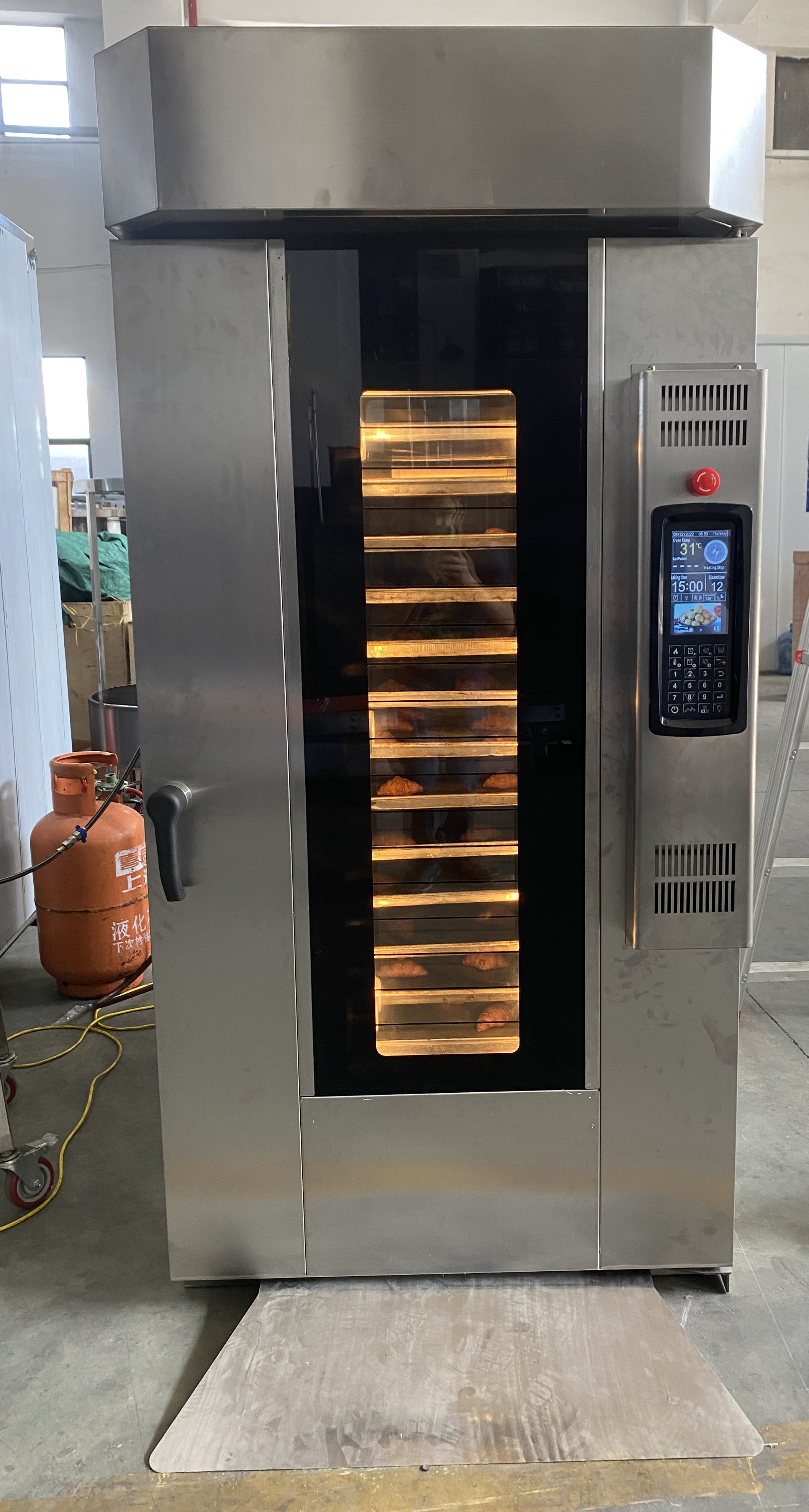 Digital Controller 15 Trays Gas Rotary Rack Convection Cookie Pastry Bakery Rotate Bake Rotary Industry Bread Bake Oven For Sale