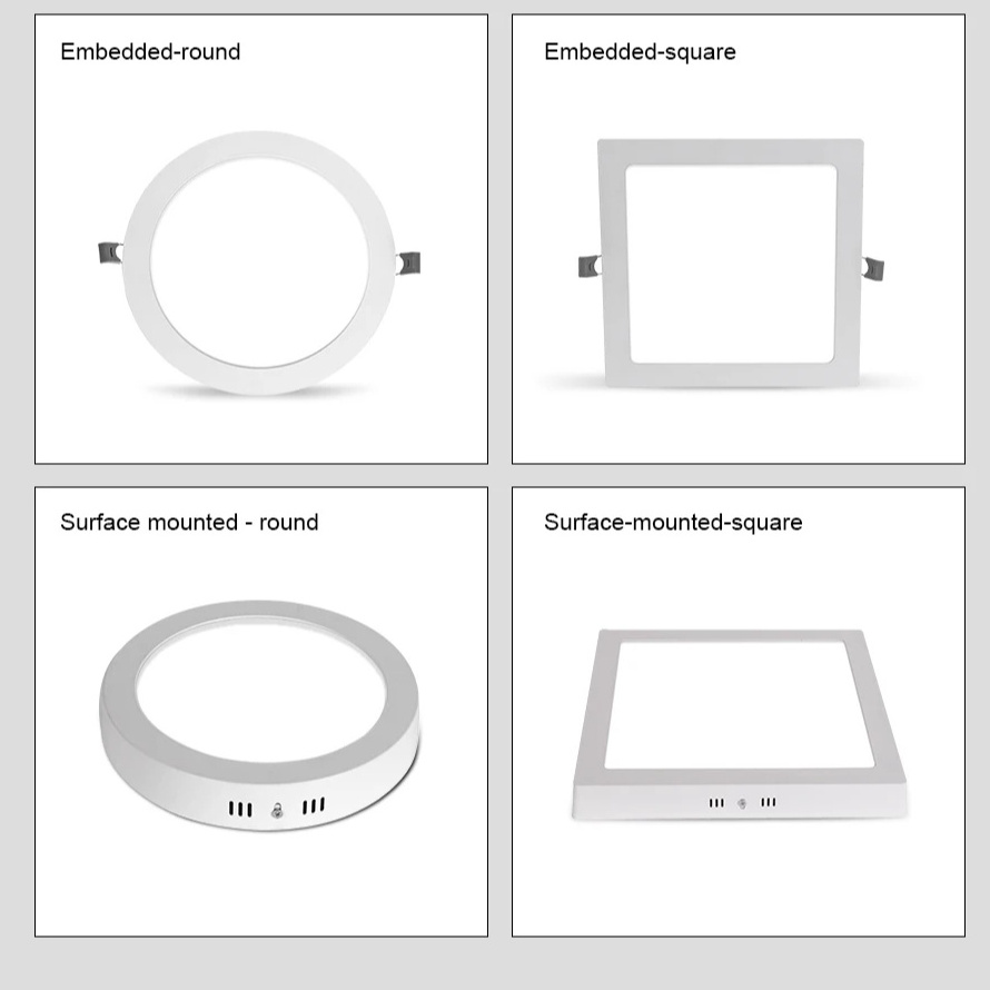 Recessed Surface mount Panel Light 2835 12w 18w 24w round led panel light ceiling Commercial Square Flat Slim Led Panel Light