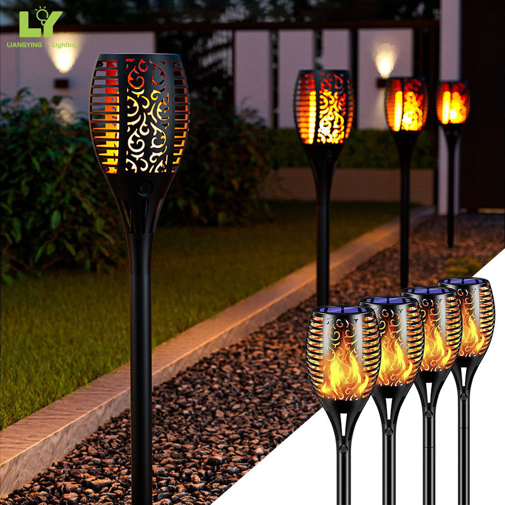 Hot Sales 12/33/51/96 LED Decoration Outdoor Light Classic Solar Flame Lamp Path Light For Landscape Garden