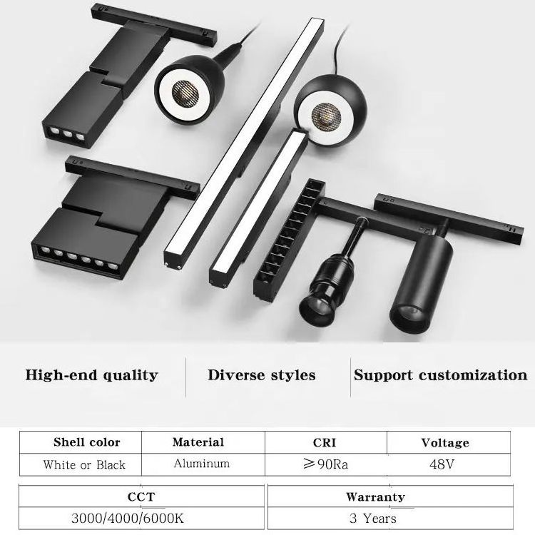 Led track spotlights ceiling lights super bright cob surface mounted rail track light high quality 30w curved track lighting