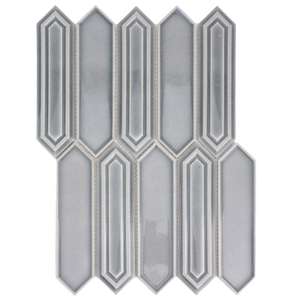 New modern style picket elongated hexagon glazed ceramic mosaic tile for kitchen backsplash