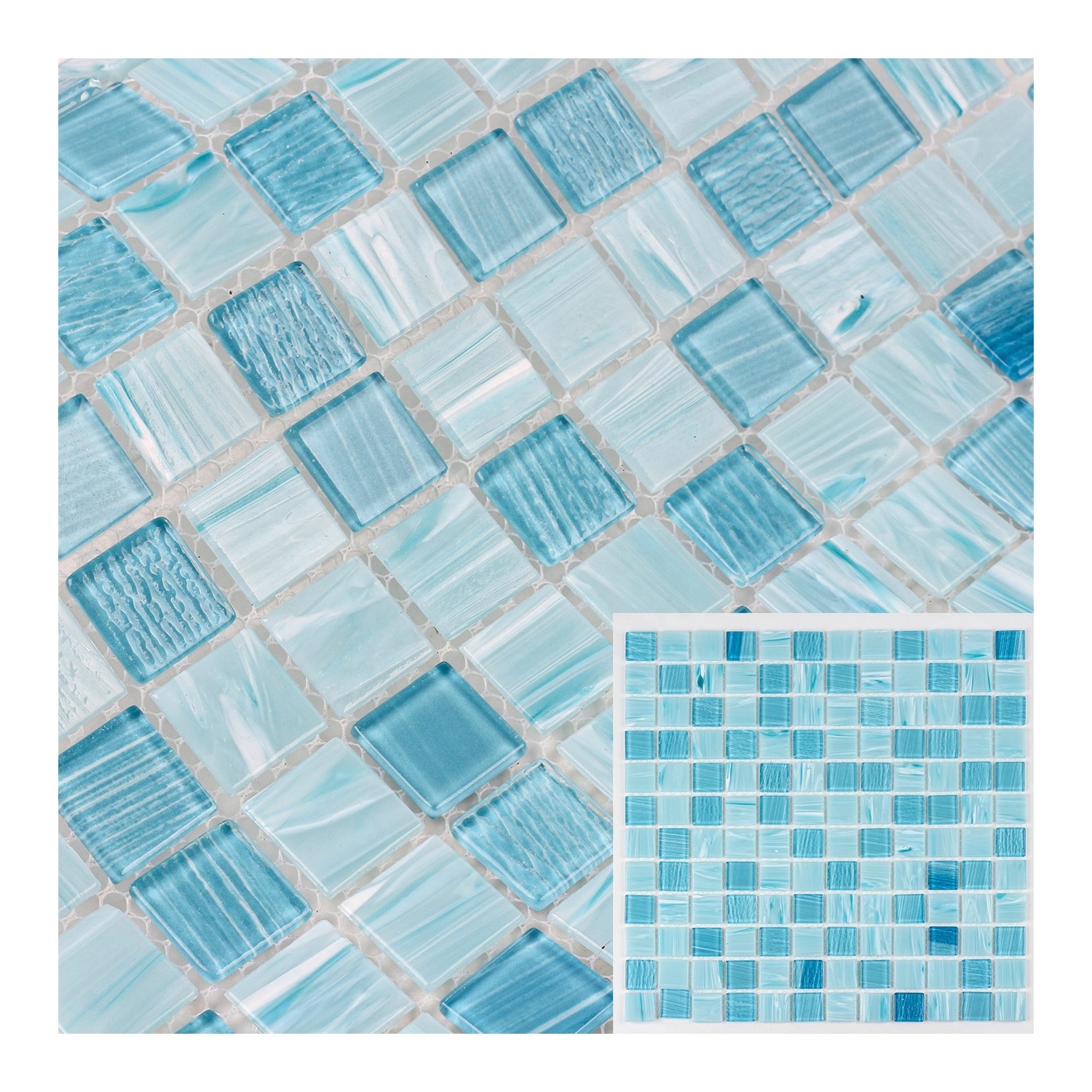 Low Cost Texture Indoor Popular Glitter Crystal Hand Painting Swimming Pool Glass Mosaic Tile