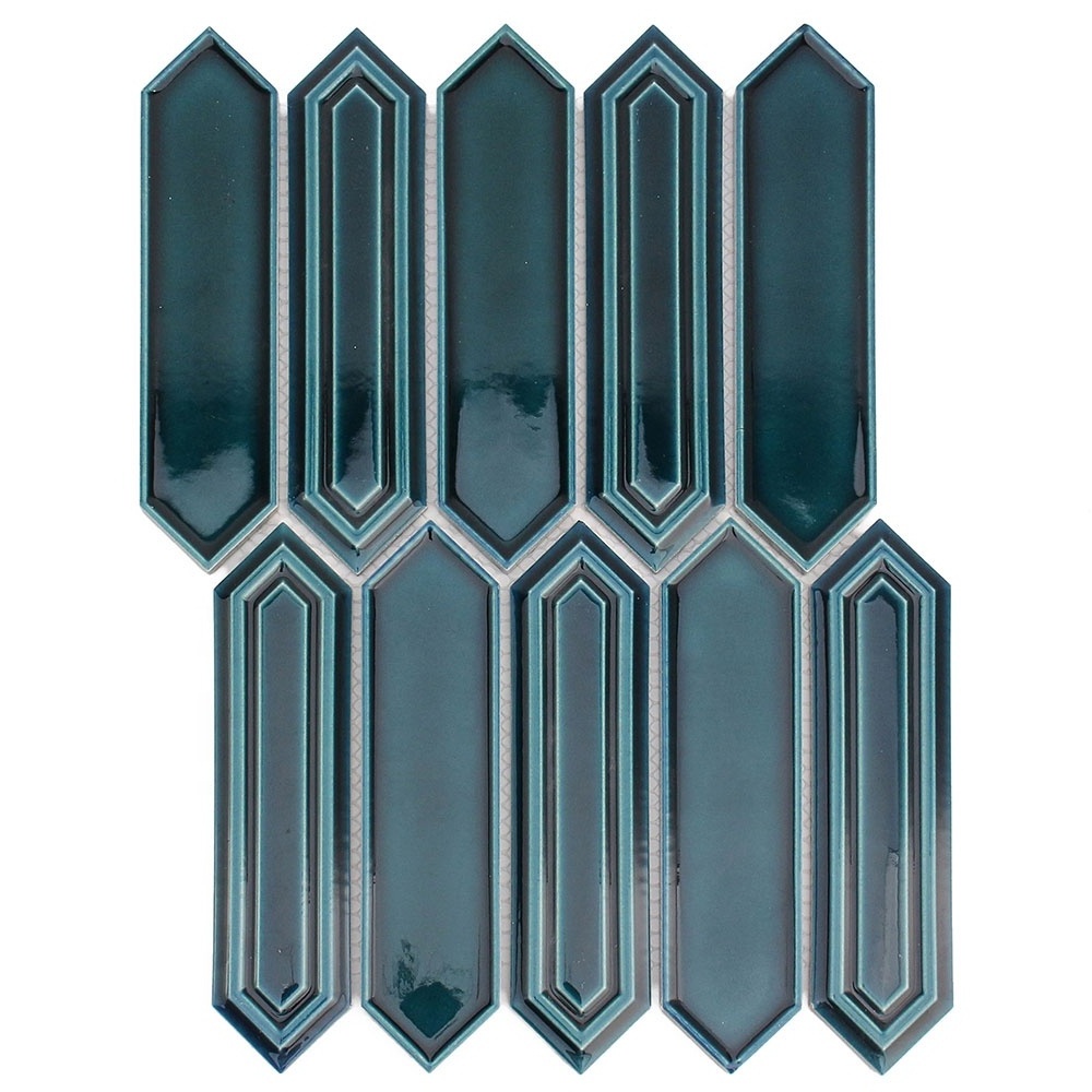 New modern style picket elongated hexagon glazed ceramic mosaic tile for kitchen backsplash