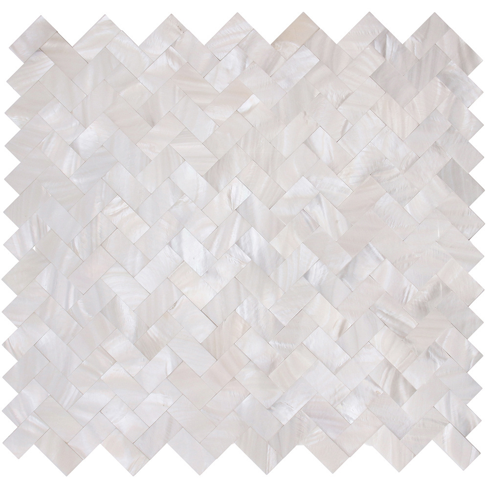 CNK China mother of pearl herringbone shell mosaic peel and stick wall tile