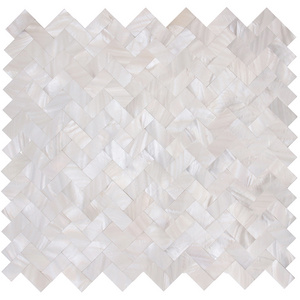 CNK China mother of pearl herringbone shell mosaic peel and stick wall tile