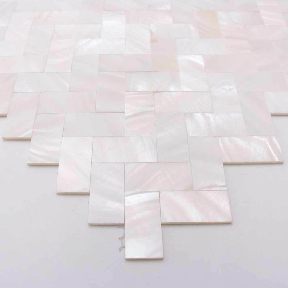 CNK China mother of pearl herringbone shell mosaic peel and stick wall tile