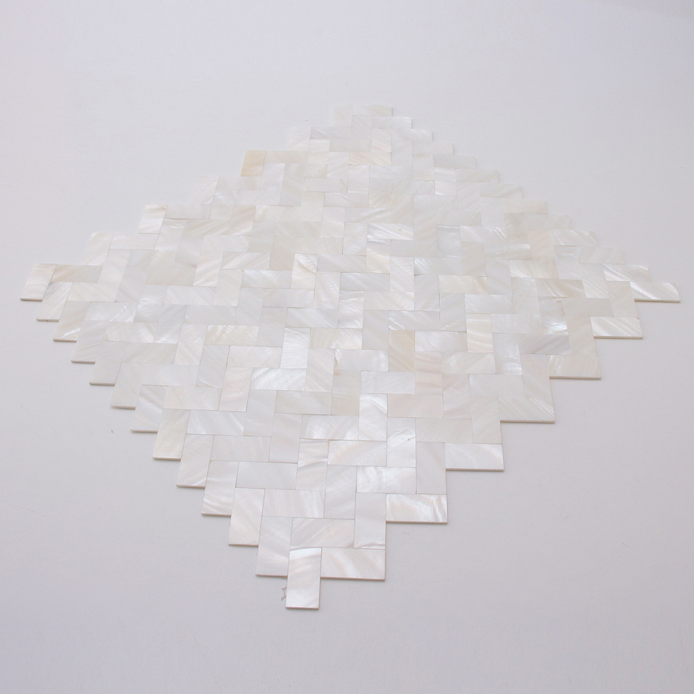 CNK China mother of pearl herringbone shell mosaic peel and stick wall tile