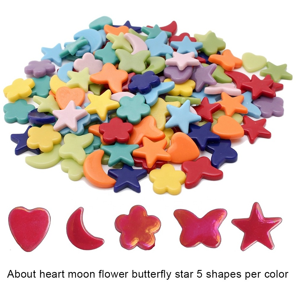 Online Shop recycled glass colorful moon stars shape bulk art diy craft glass mosaic tiles