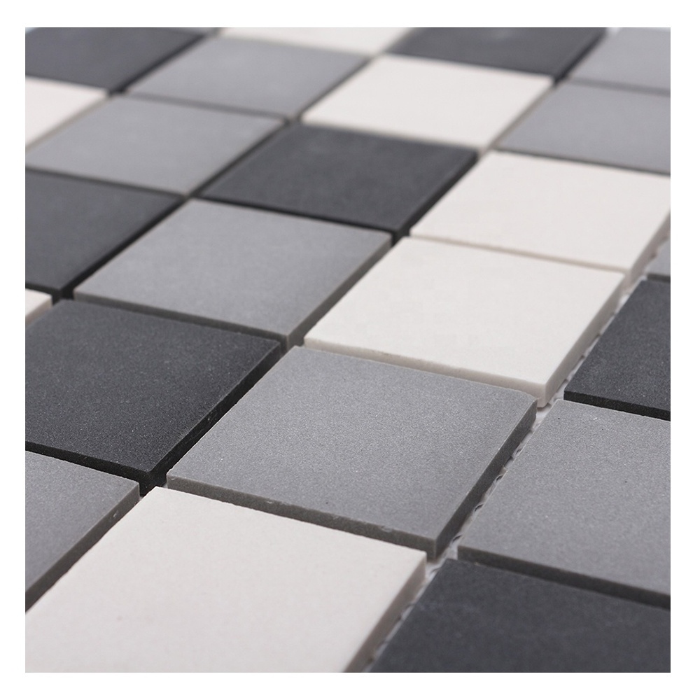 Low price square black and white kitchen floor ceramic mosaic tile backsplash