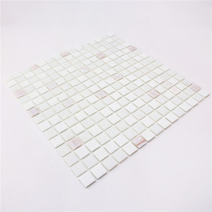 Vitreous golden line square white and pink bathroom wall swimming pool glass mosaic tiles