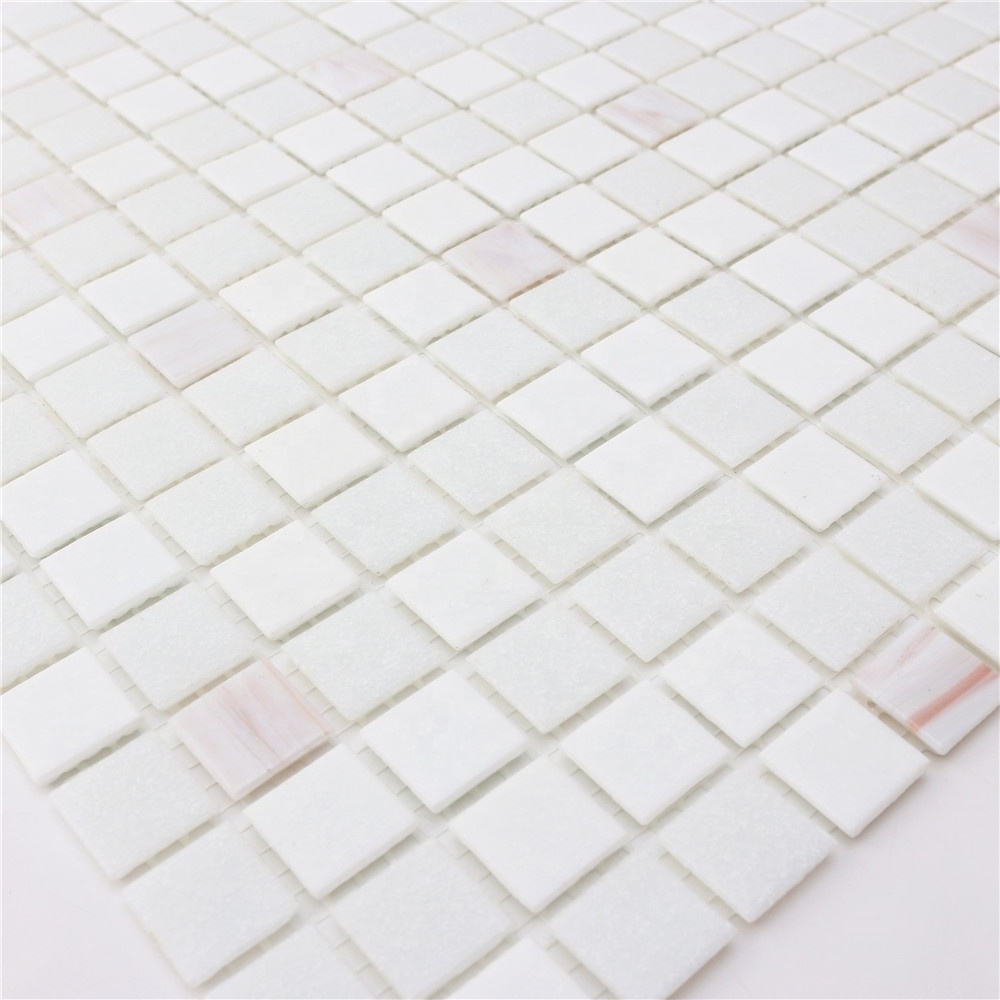 Vitreous golden line square white and pink bathroom wall swimming pool glass mosaic tiles