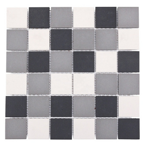 Low price square black and white kitchen floor ceramic mosaic tile backsplash