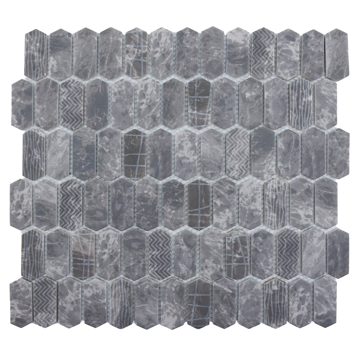 High Quality Picket Recycled Glass Hexagon Glass Mosaic Tiles Art Wall For Bathrooms Backsplash