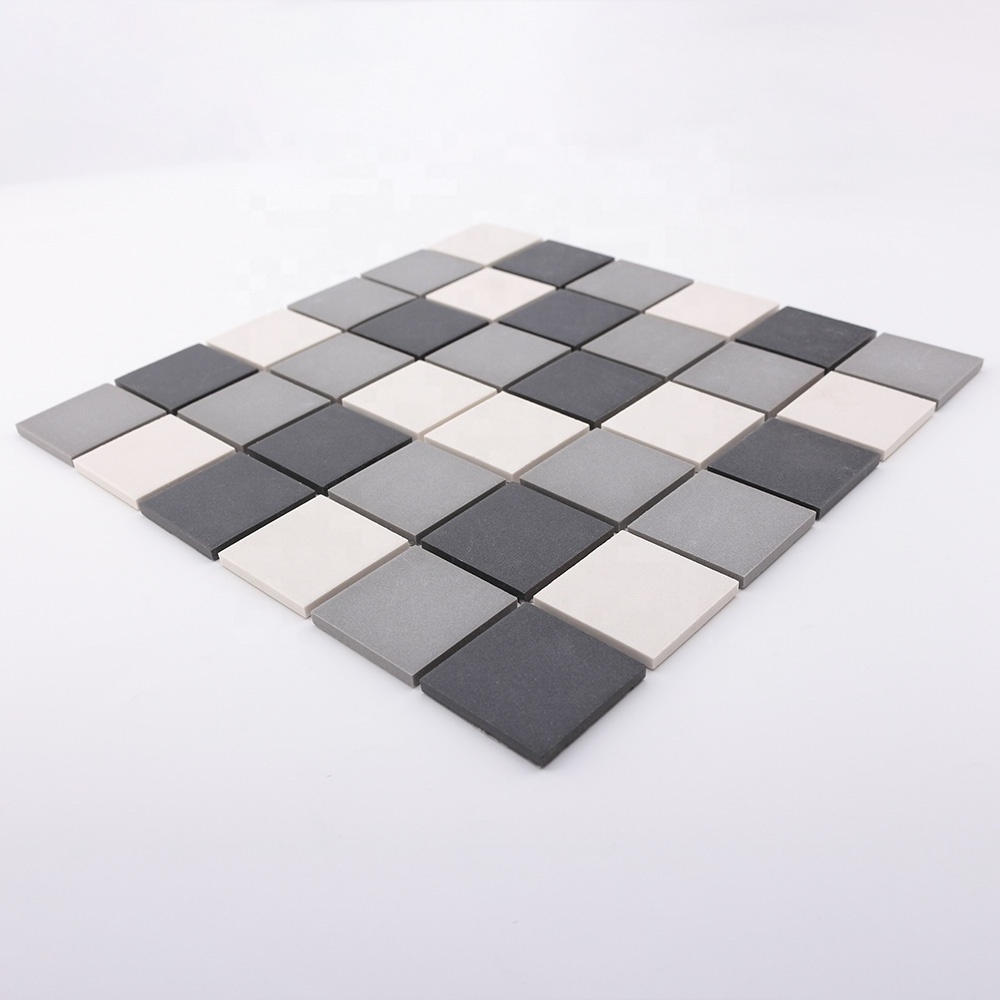 Low price square black and white kitchen floor ceramic mosaic tile backsplash