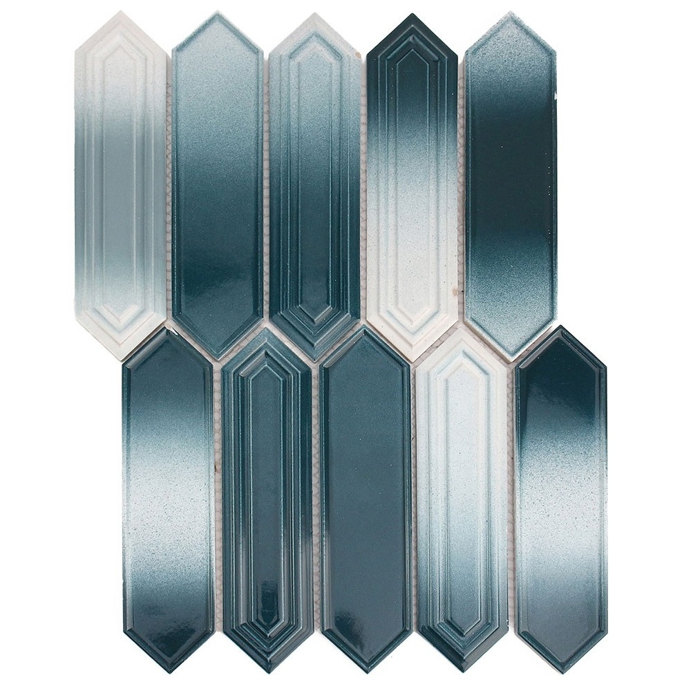 New modern style picket elongated hexagon glazed ceramic mosaic tile for kitchen backsplash