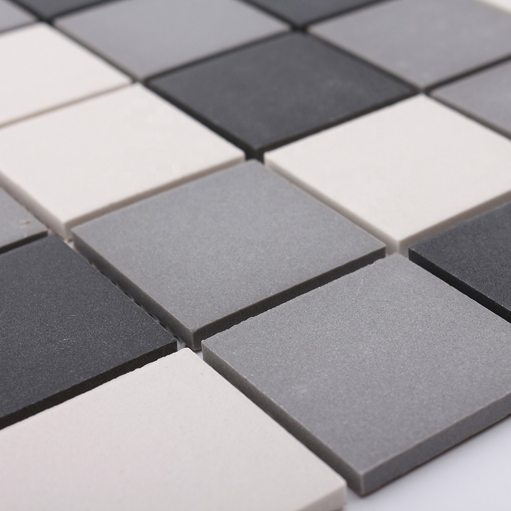 Low price square black and white kitchen floor ceramic mosaic tile backsplash