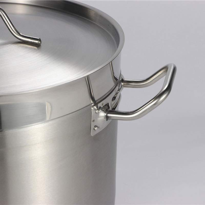 Restaurant Kitchen Stainless Steel Stockpot Compound Bottom Cooking Low Pot with Lid