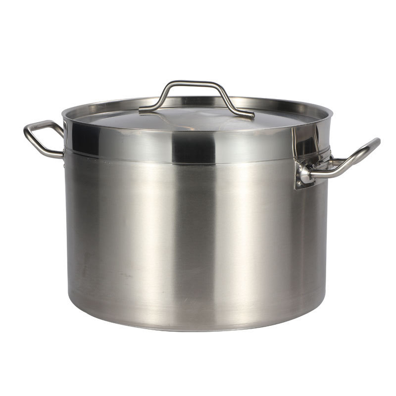 Restaurant Kitchen Stainless Steel Stockpot Compound Bottom Cooking Low Pot with Lid