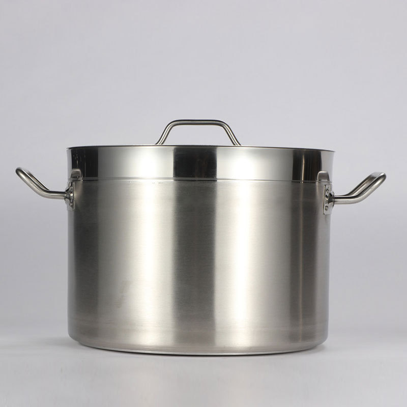 Restaurant Kitchen Stainless Steel Stockpot Compound Bottom Cooking Low Pot with Lid