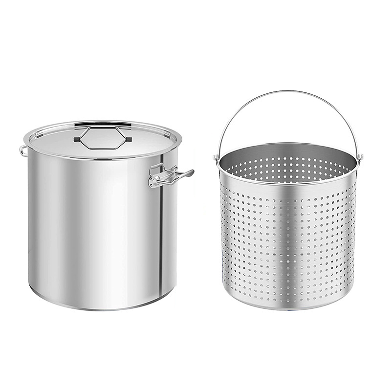 Custom Outdoor Cooking Pot Stockpot Stainless Steel Crab Seafood Boil Pot with Basket