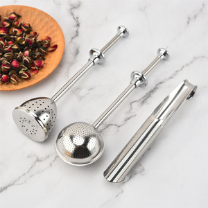 Hot Sale 304 Stainless Steel Tea Diffuser Tea Strainer Infuser with Push Handle Filter Tong Tea Infuser