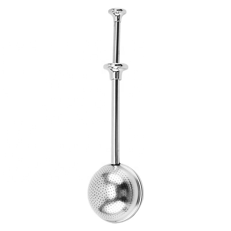 Hot Sale 304 Stainless Steel Tea Diffuser Tea Strainer Infuser with Push Handle Filter Tong Tea Infuser