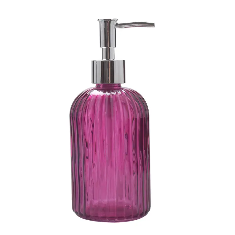 Glass Refillable Liquid Soap Dispenser Modern Hotel Hand Soap Glass Bottle with Stainless Steel Pump Factory Price Sale 415ML