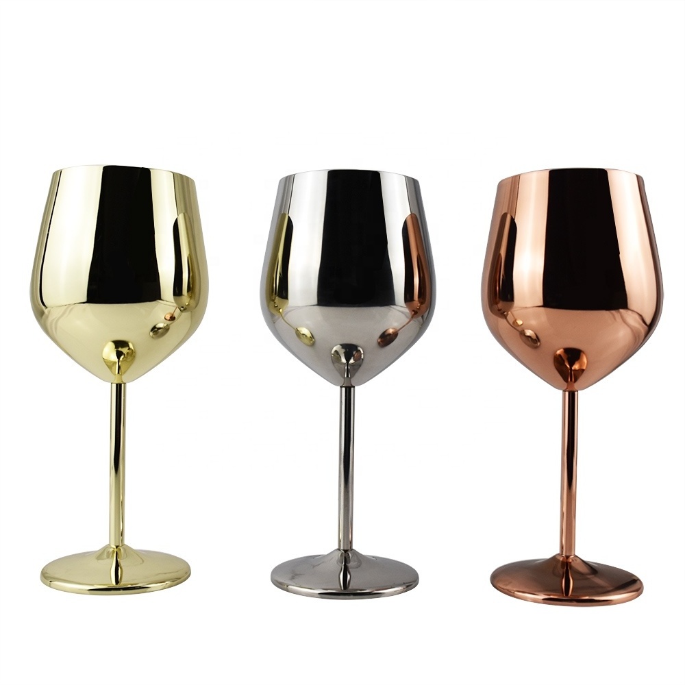 Red Wine Glasses Copper Stemless Wine Glasses Set Drink Goblet Stainless Steel Modern Factory Decorative Custom Luxury Party